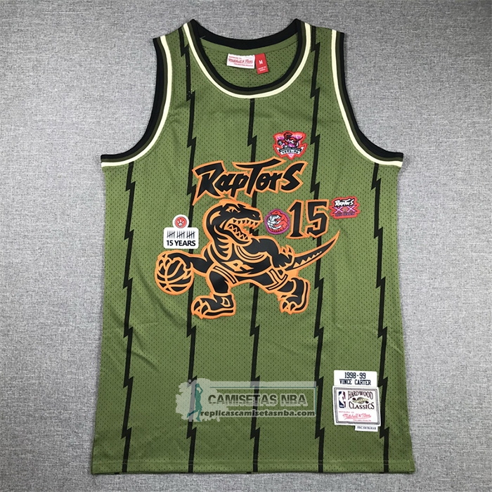 Camiseta Toronto Raptors Vince Carter NO 15 Mitchell & Ness 1998-99 Verde